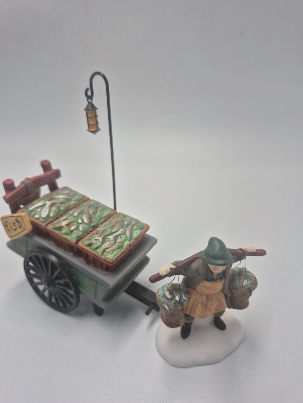 Dept 56 Heritage Dickens Chelsea Market Fish Monger & Cart Set Of Two